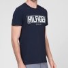 T-shirt Tommy Hilfiger koszulka męska z okrągłym dekoldem granatowa duże logo